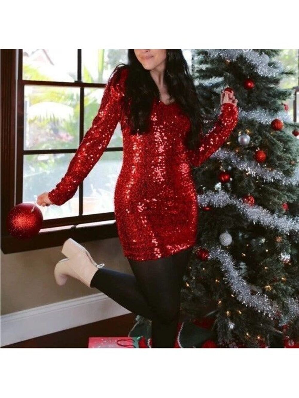 NWT Tipsy Elves Red Sequin Dress Party Dress Size Small - Picture 2 of 5